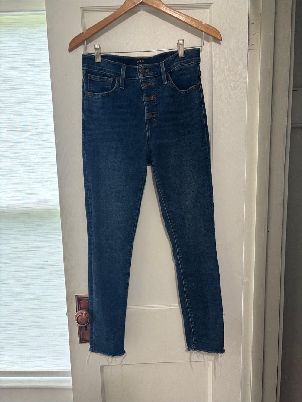 J. Crew Dark Blue High-Rise Button-Fly Jeans